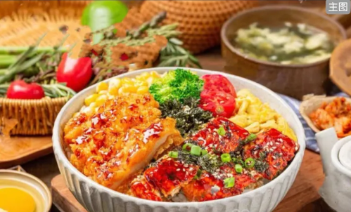 鳗鱼炸鸡排双拼饭