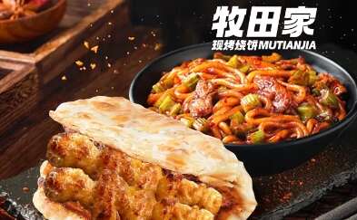 四串鸡肉卷烧饼+新疆炒米粉